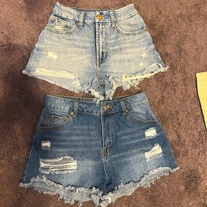 26/3: high waisted jean shorts 2 pairs